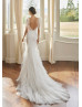Stunning Beaded Ivory Lace Tulle Ruffled Mermaid Wedding Dress